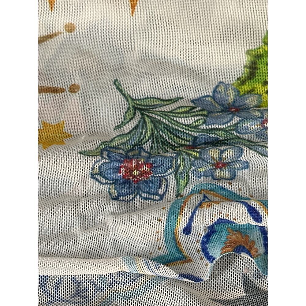 AFRM Nina Top Sun & Floral Print Sheer Mesh Cap Sleeve Tee Summer Convo M - Picture 10 of 11